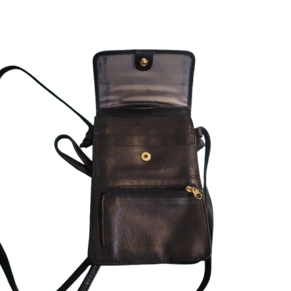 Crossbody Bag Black Leather Small Like Wristlet Unisex